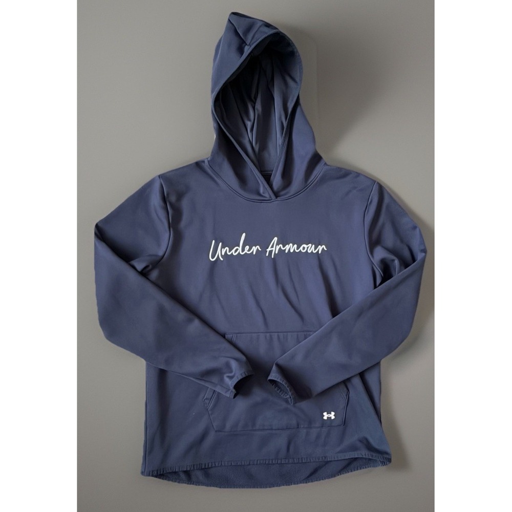 Under Armour Fleece Script Hoodie Sweatshirt Embroidered Logo Women's Large JBHS